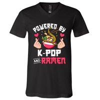 Powered By Kpop And Ramen Cute Kpop Music Anime Lover V-Neck T-Shirt