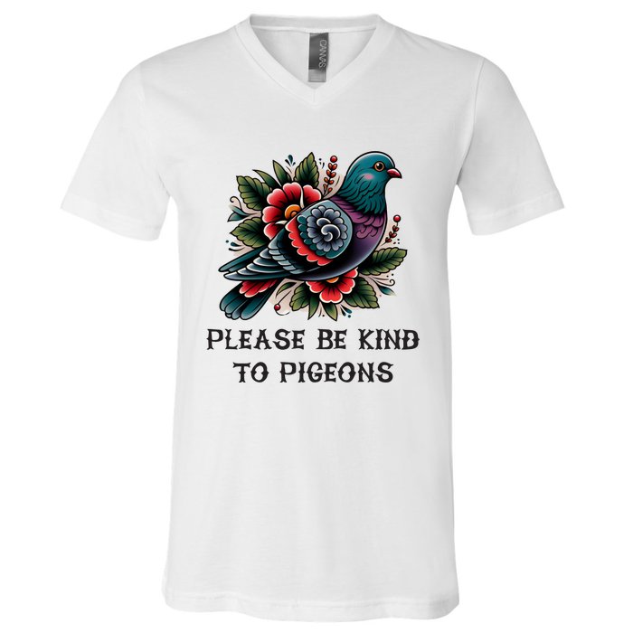 Please Be Kind To Pigeons V-Neck T-Shirt