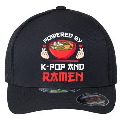 Powered By Kpop And Ramen Kpop Merch Merchandise Gift Flexfit Unipanel Trucker Cap