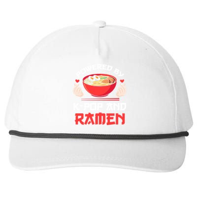 Powered By Kpop And Ramen Kpop Merch Merchandise Gift Snapback Five-Panel Rope Hat