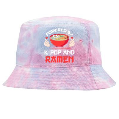 Powered By Kpop And Ramen Kpop Merch Merchandise Gift Tie-Dyed Bucket Hat