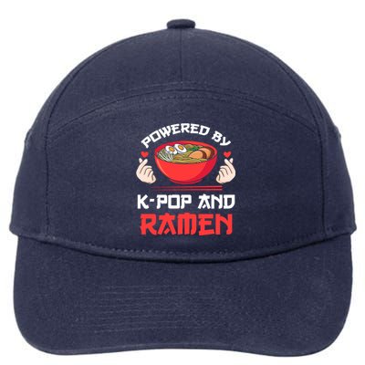 Powered By Kpop And Ramen Kpop Merch Merchandise Gift 7-Panel Snapback Hat