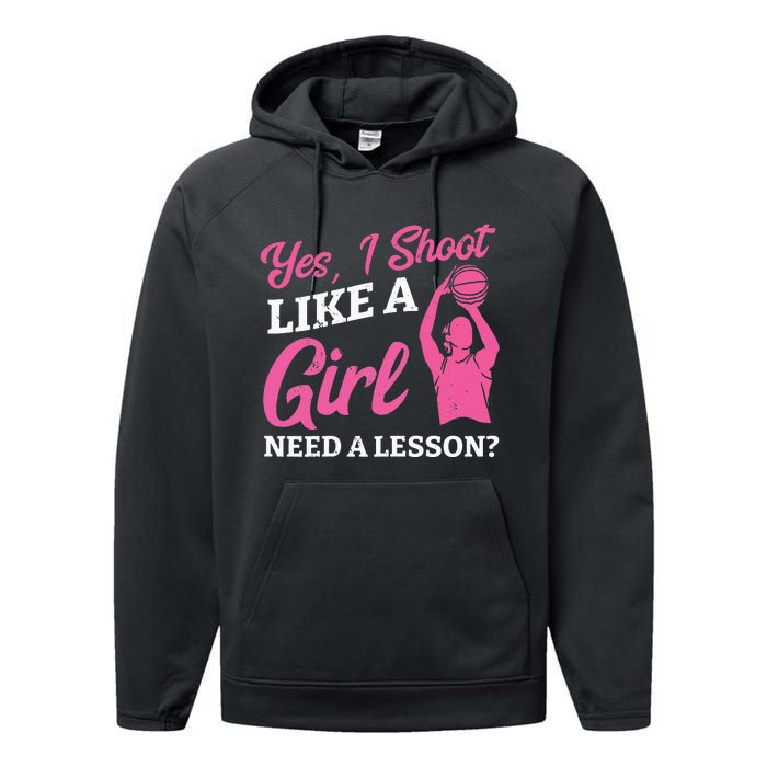 Playing Basketball Like A Girl Baller Basketball Player Girl Performance Fleece Hoodie