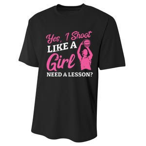 Playing Basketball Like A Girl Baller Basketball Player Girl Performance Sprint T-Shirt