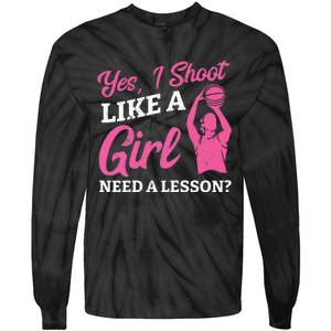 Playing Basketball Like A Girl Baller Basketball Player Girl Tie-Dye Long Sleeve Shirt