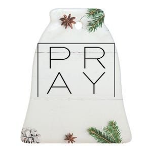 Pray Boxed Logo Ceramic Bell Ornament