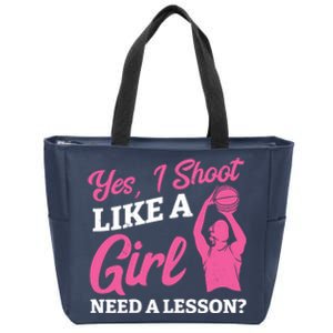 Playing Basketball Like A Girl Baller Basketball Player Girl Zip Tote Bag