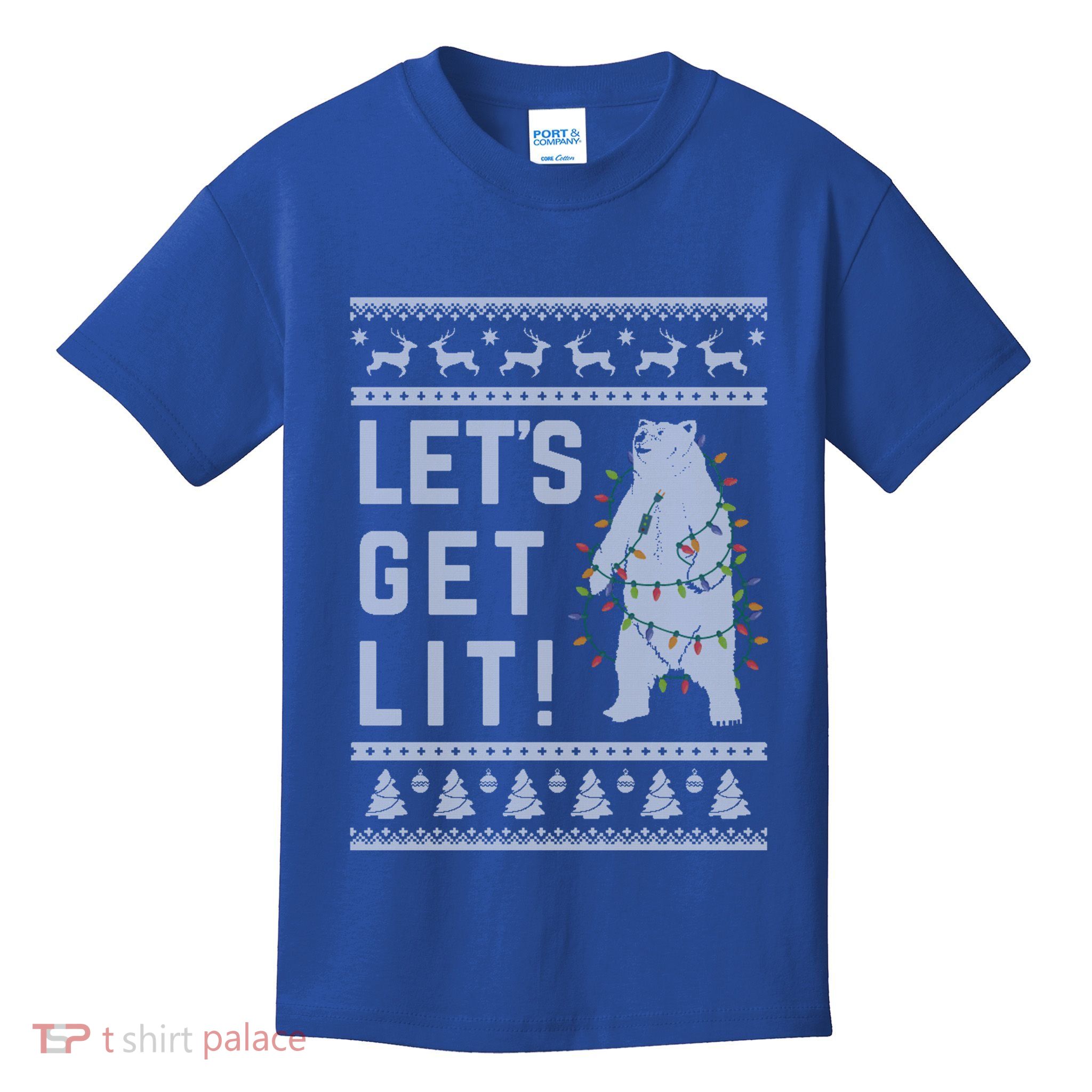 Polar Bear Lets Get Lit Xmas Ugly Christmas Gift Kids T-Shirt