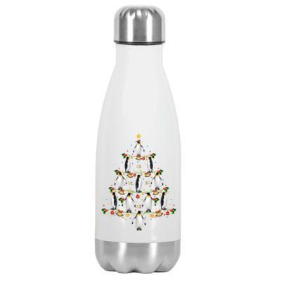 Penguin Bird Lover Xmas Lighting Penguin Christmas Tree Great Gift Stainless Steel Insulated Water Bottle