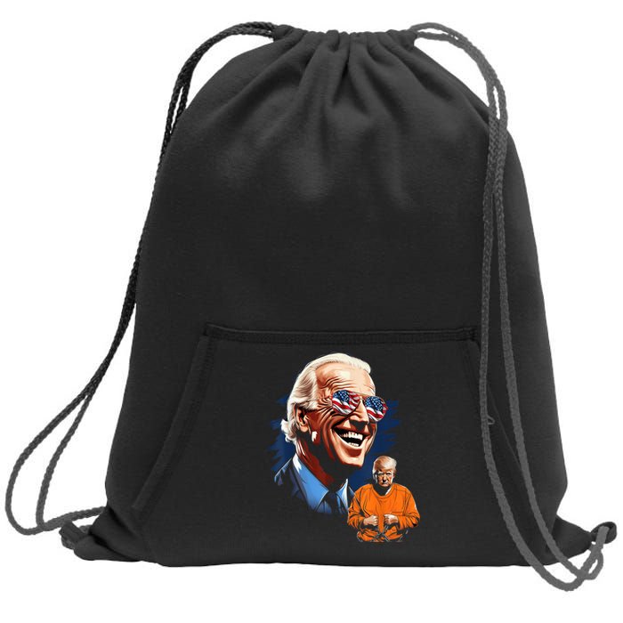 President Biden Laughing / Trump To Jail Antitrump Sweatshirt Cinch Pack Bag