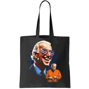 President Biden Laughing / Trump To Jail Antitrump Tote Bag