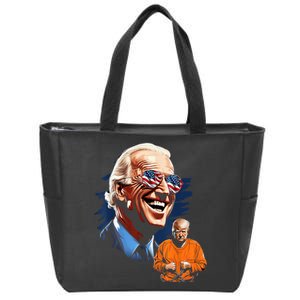 President Biden Laughing / Trump To Jail Antitrump Zip Tote Bag