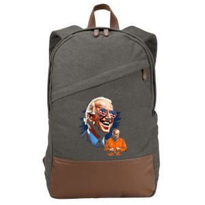 President Biden Laughing / Trump To Jail Antitrump Cotton Canvas Backpack