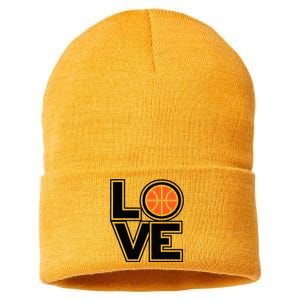 Player Basketball Love Heart Apparel Funny Valentines Day Sustainable Knit Beanie