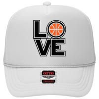 Player Basketball Love Heart Apparel Funny Valentines Day High Crown Mesh Back Trucker Hat