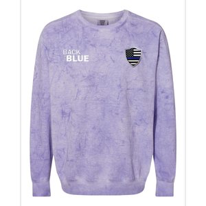 Police Blue Line US Flag Police Shield Blue Lives Matter Colorblast Crewneck Sweatshirt