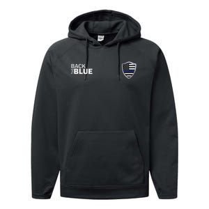 Police Blue Line US Flag Police Shield Blue Lives Matter Performance Fleece Hoodie