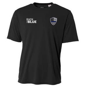 Police Blue Line US Flag Police Shield Blue Lives Matter Cooling Performance Crew T-Shirt