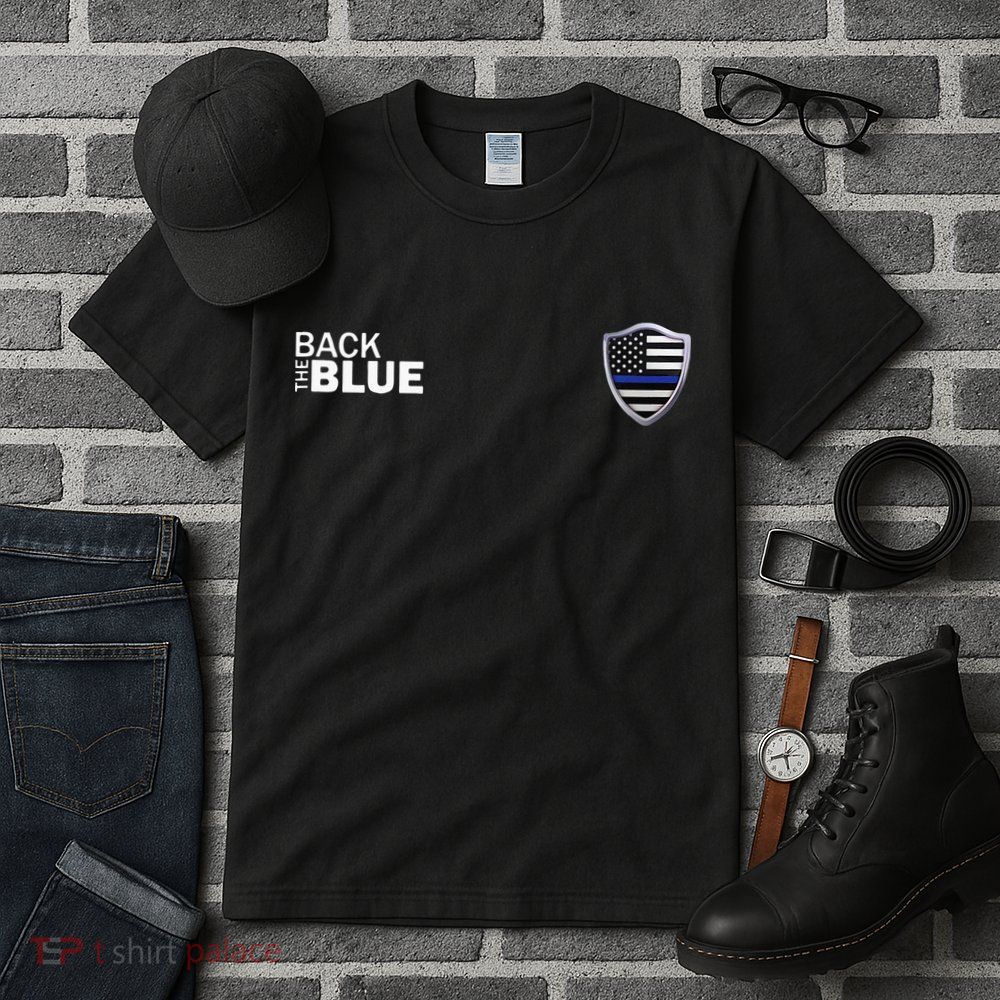 Police Blue Line US Flag Police Shield Blue Lives Matter Tall T-Shirt
