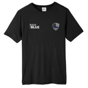 Police Blue Line US Flag Police Shield Blue Lives Matter Tall Fusion ChromaSoft Performance T-Shirt