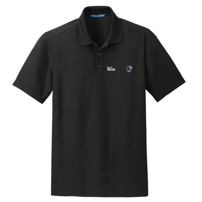 Police Blue Line US Flag Police Shield Blue Lives Matter Dry Zone Grid Polo