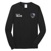 Police Blue Line US Flag Police Shield Blue Lives Matter Tall Long Sleeve T-Shirt