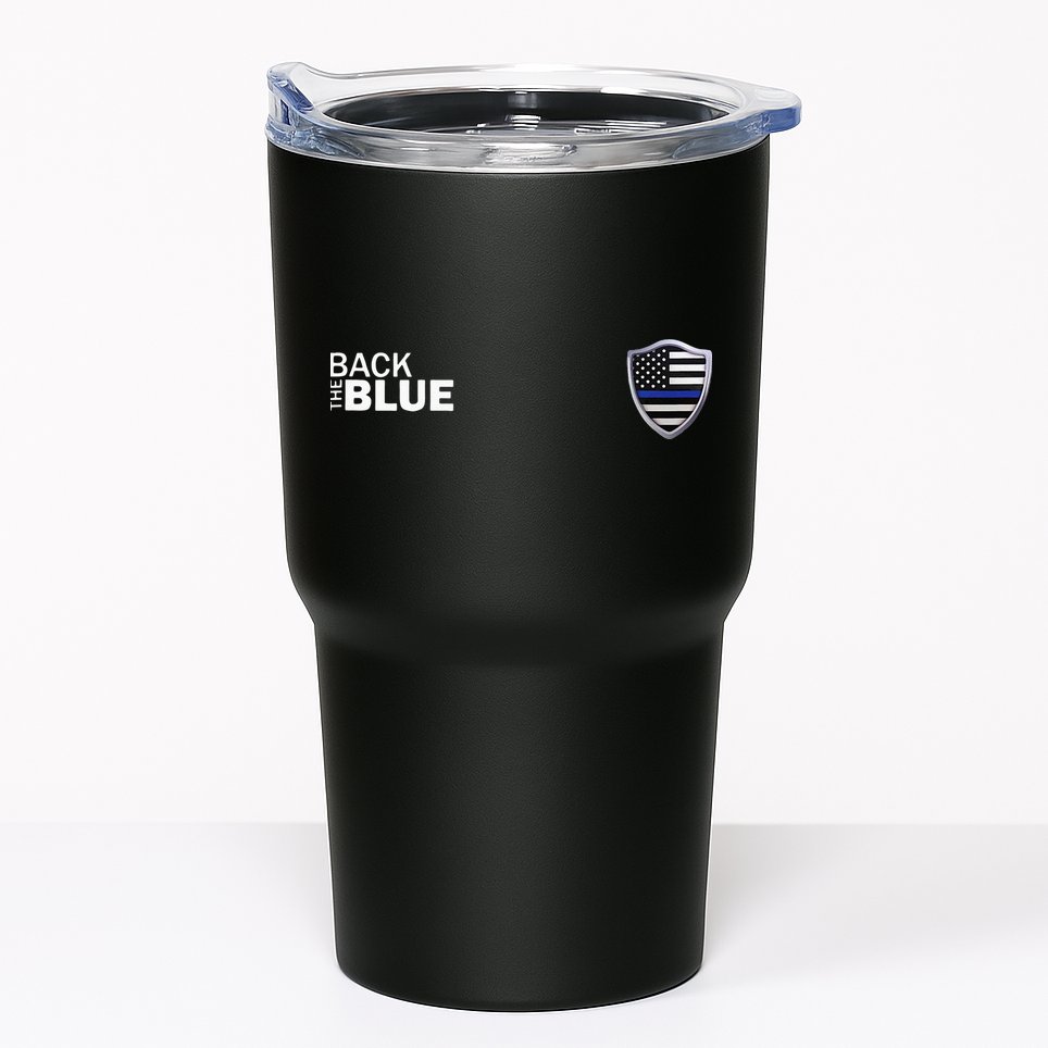 Police Blue Line US Flag Police Shield Blue Lives Matter Tumbler