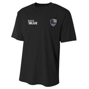 Police Blue Line US Flag Police Shield Blue Lives Matter Performance Sprint T-Shirt