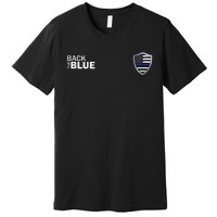 Police Blue Line US Flag Police Shield Blue Lives Matter Premium T-Shirt