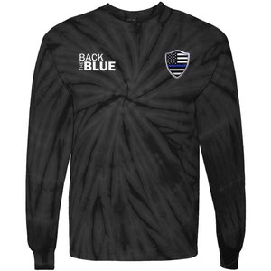 Police Blue Line US Flag Police Shield Blue Lives Matter Tie-Dye Long Sleeve Shirt