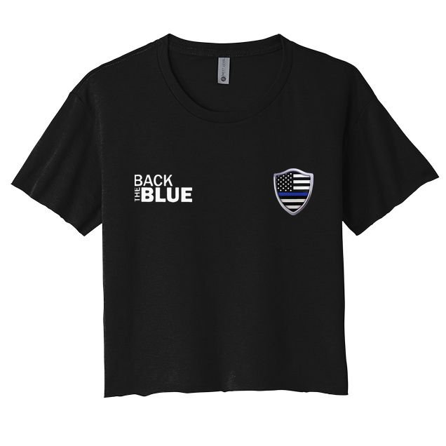 Police Blue Line US Flag Police Shield Blue Lives Matter Crop Top