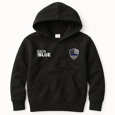 Police Blue Line US Flag Police Shield Blue Lives Matter Kids Hoodie