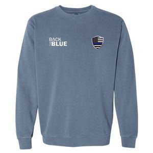 Police Blue Line US Flag Police Shield Blue Lives Matter Garment-Dyed Sweatshirt