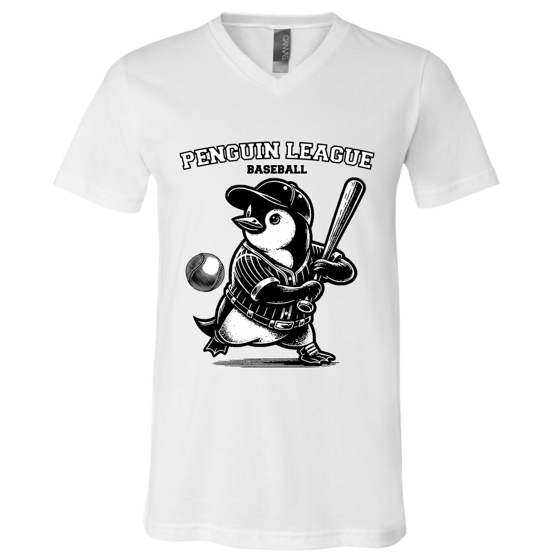 Penguin Baseball League V-Neck T-Shirt