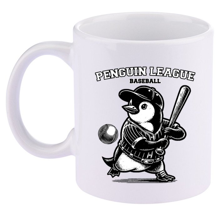 Penguin Baseball League 11oz C Handle Ceramic Mug