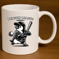 Penguin Baseball League 11oz C Handle Ceramic Mug