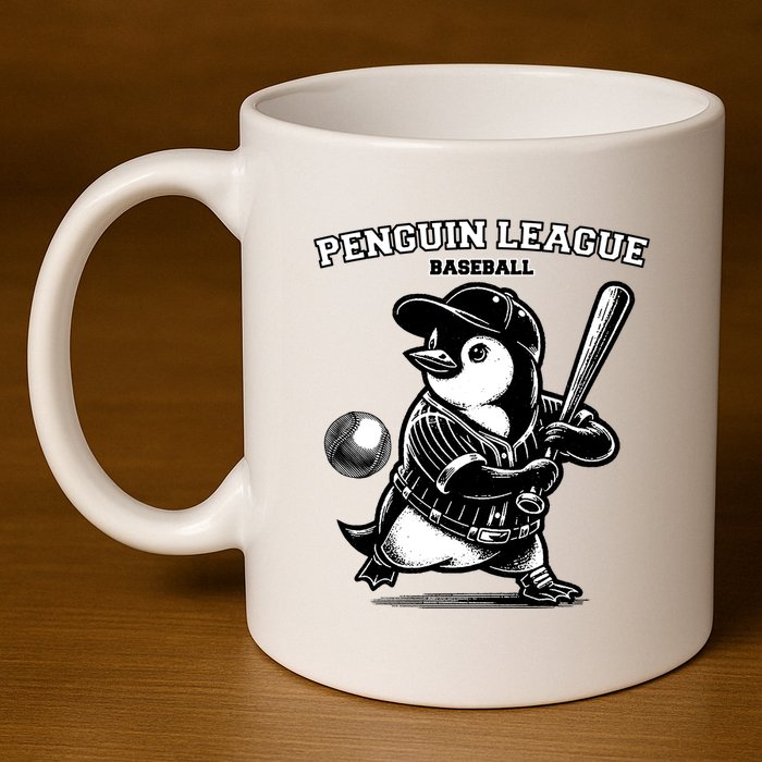 Penguin Baseball League 11oz C Handle Ceramic Mug