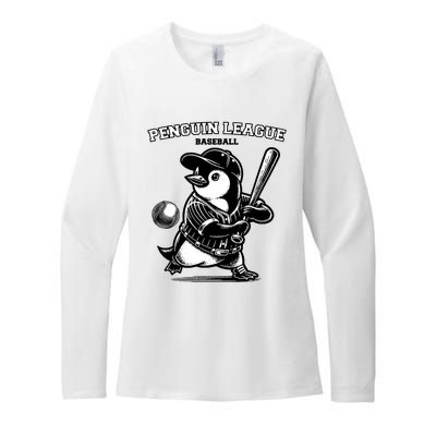 Penguin Baseball League Womens CVC Long Sleeve Shirt