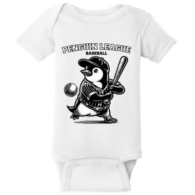 Penguin Baseball League Baby Bodysuit
