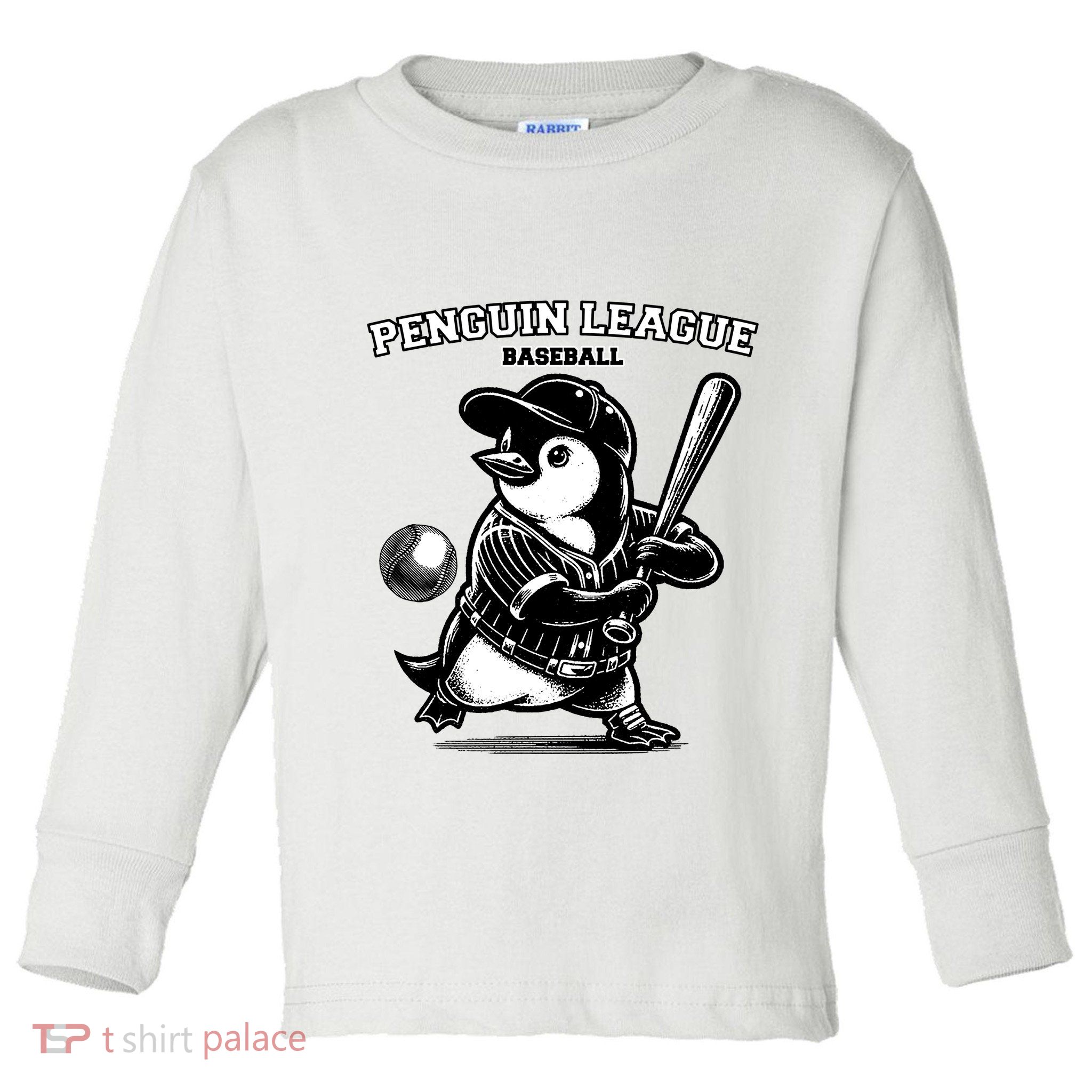 Penguin Baseball League Toddler Long Sleeve Shirt