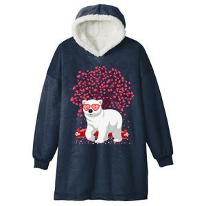 Polar Bear Lover Heart Tree Polar Bear Valentine's Day Gift Hooded Wearable Blanket