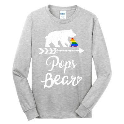 Pops Bear Lgbt Christmas Rainbow Pride Gay Lesbian Gift Tall Long Sleeve T-Shirt