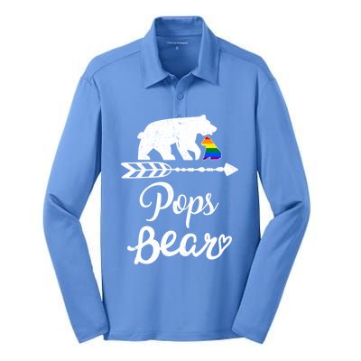 Pops Bear Lgbt Christmas Rainbow Pride Gay Lesbian Gift Silk Touch Performance Long Sleeve Polo