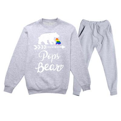 Pops Bear Lgbt Christmas Rainbow Pride Gay Lesbian Gift Premium Crewneck Sweatsuit Set