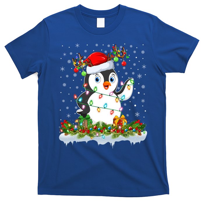 Penguin Bird Lover Xmas Lighting Santa Penguin Christmas Gift T-Shirt