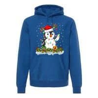 Penguin Bird Lover Xmas Lighting Santa Penguin Christmas Gift Premium Hoodie