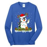 Penguin Bird Lover Xmas Lighting Santa Penguin Christmas Gift Tall Long Sleeve T-Shirt