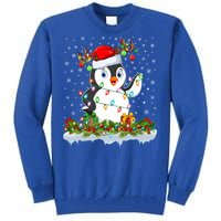 Penguin Bird Lover Xmas Lighting Santa Penguin Christmas Gift Tall Sweatshirt