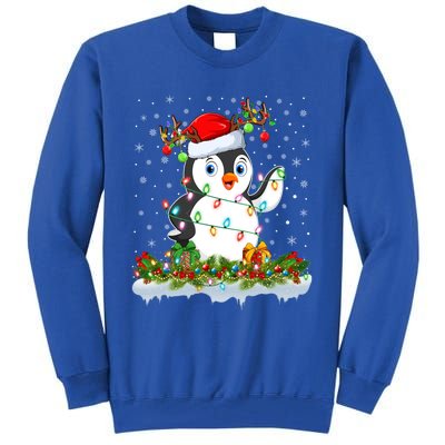 Penguin Bird Lover Xmas Lighting Santa Penguin Christmas Gift Tall Sweatshirt