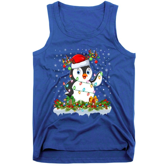 Penguin Bird Lover Xmas Lighting Santa Penguin Christmas Gift Tank Top